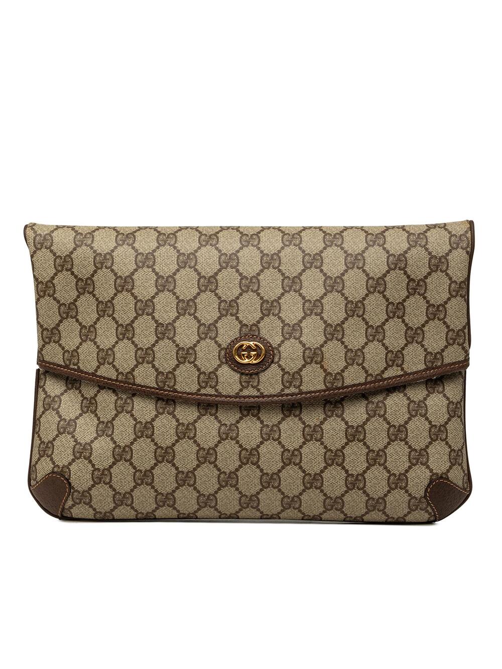 Gucci Gg Supreme Flap Clutch Pre-Loved #350585G39B